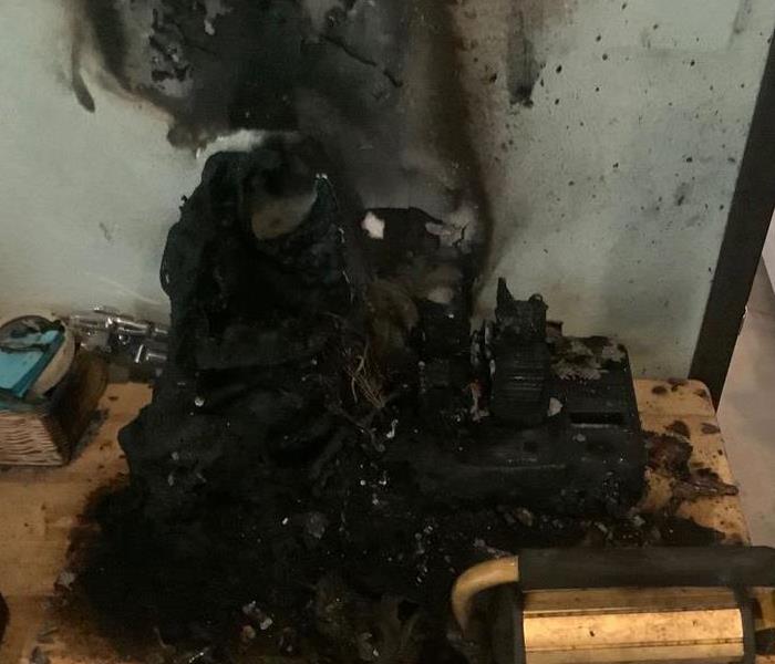 Fire damage, melted electronics