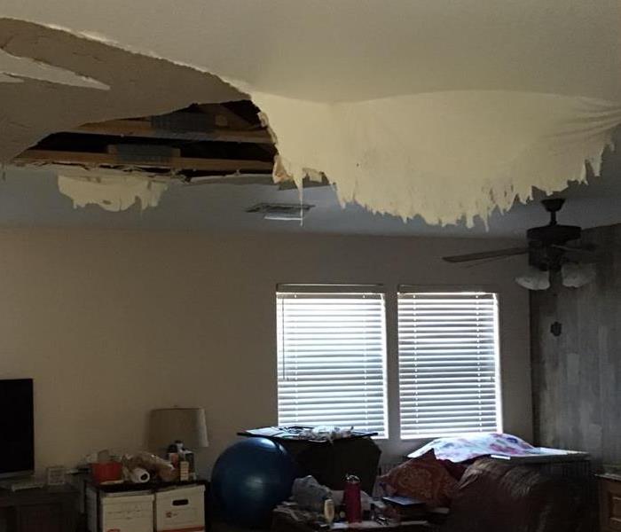 Severe water damage in ceiling 