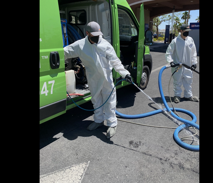 SERVPRO Team getting personal protective equipment ready