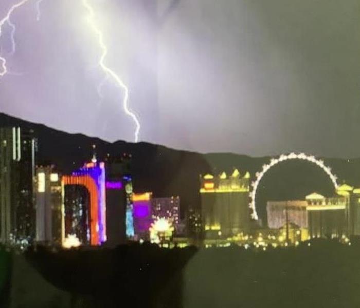 Las Vegas skyline with electrical storm